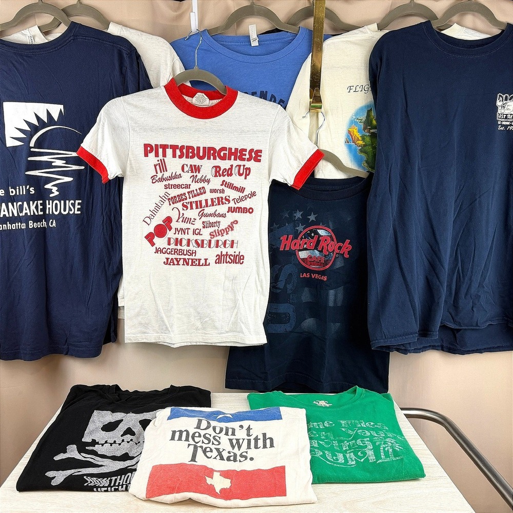 Vintage T-Shirt Lot (11) Destination Travel Graphic Texas Camp Rock Reseller USA